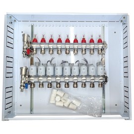 Heating Manifold 9 Loops with Thermal Actuators NC AC230V and Flow Meters